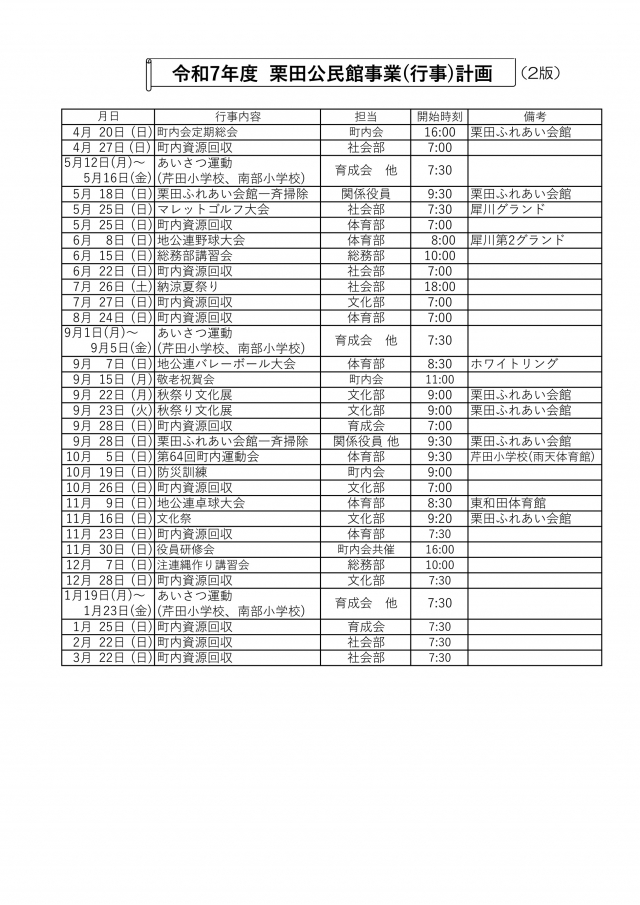 令和7年度栗田公民館事業(行事)計画表(2版)